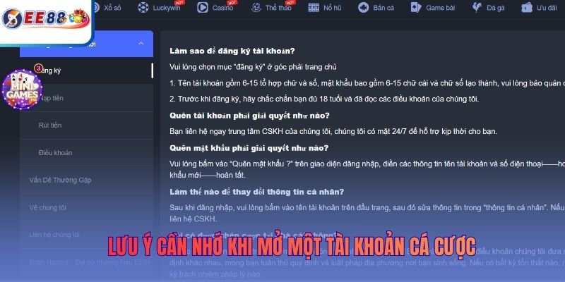 Lưu ý cần nhớ khi mở một tài khoản cá cược